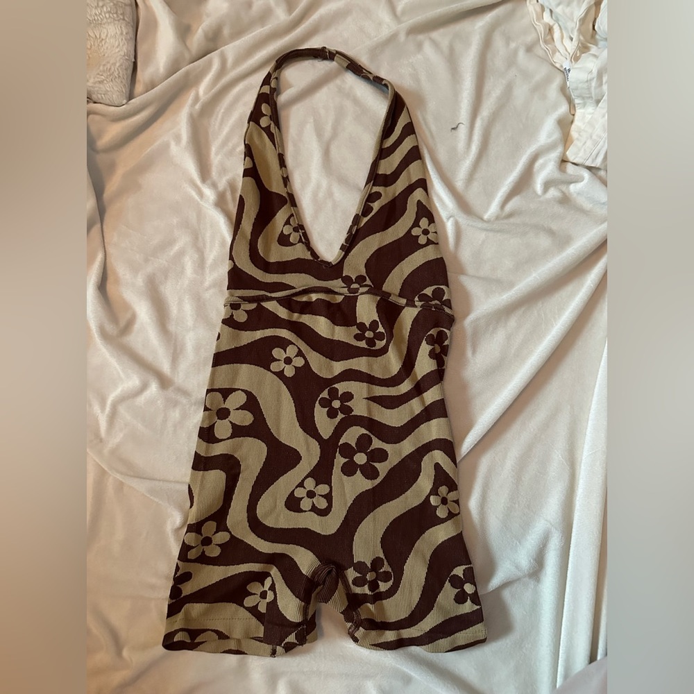 Urban Outfitters: Out from Under Fitted Brown and Tan Romper Size Medium
